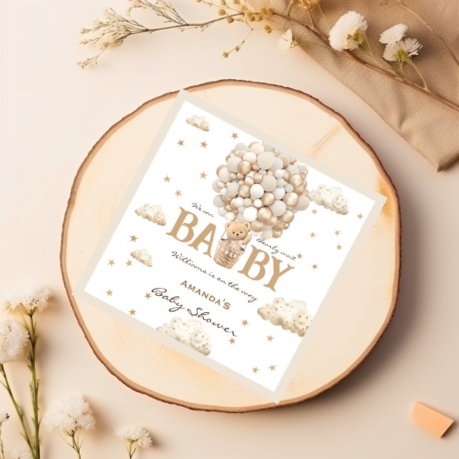 Teddy Bear Balloons Bearly Wait Boho Baby Dusche Serviette (Von Creator hochgeladen)