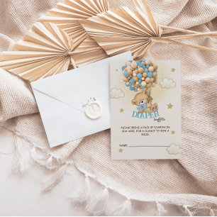 Teddy Bear Balloons Blue Baby Dusche Windelwanne W Begleitkarte