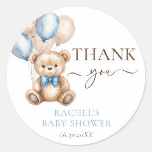 Teddy Bear Balloons   Blue Boy Baby Dusche Runder Aufkleber