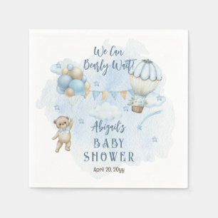 Teddy Bear Balloons Boy Bearly Wait Baby Dusche Serviette