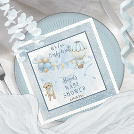 Teddy Bear Balloons Boy Bearly Wait Baby Dusche Serviette