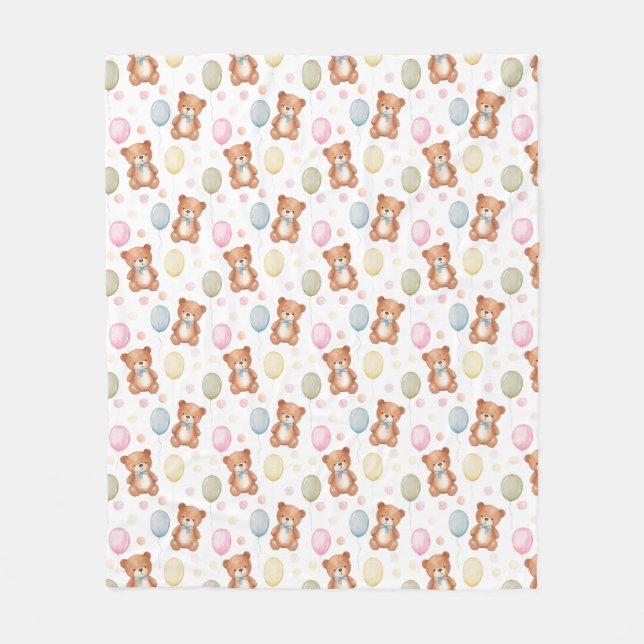 Teddy Bear & Balloons Fleece Blanket - weich & gem (Vorderseite)