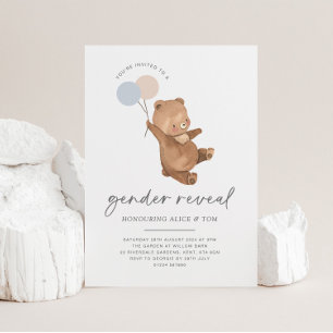 Teddy Bear Balloons Gender Reveal Einladung