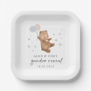 Teddy Bear Balloons Gender Reveal Pappteller