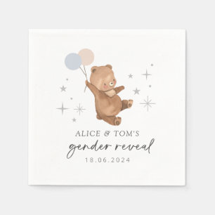 Teddy Bear Balloons Gender Reveal Serviette