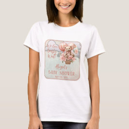 Teddy Bear Balloons Girl Bearly Wait Baby Shower T-Shirt