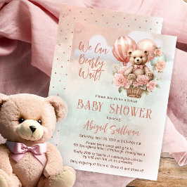 Teddy Bear Balloons Girl Virtual Baby Dusche Einladung