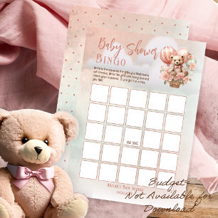 Teddy Bear Balloons Pink Girl Baby Dusche Bingo