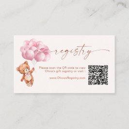 Teddy Bear Balloons Pink QR Code Registrierung Begleitkarte