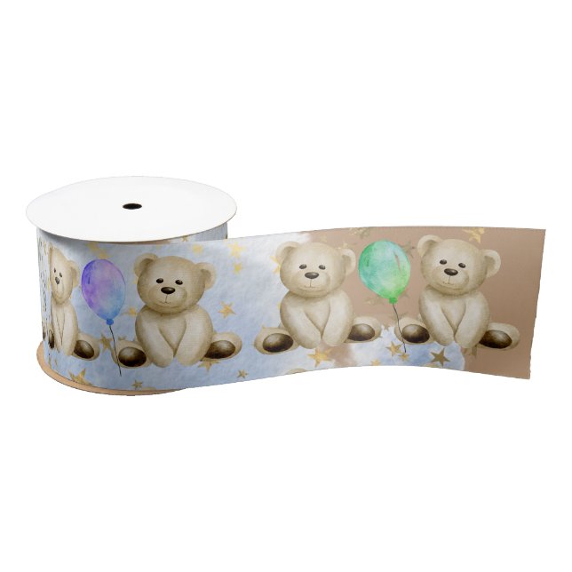 Teddy Bear & Balloons Satin Ribbon Satinband (Spule)