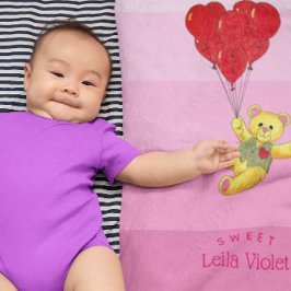 Teddy Bear Balloons Shades Color Baby Blanket Babydecke