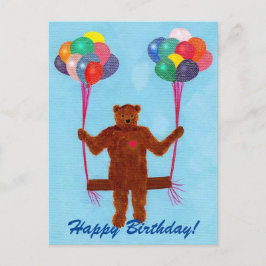 Teddy Bear Balloons Swing Happy Geburtstagskarten Postkarte