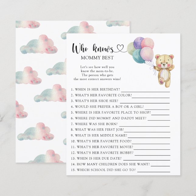 Teddy Bear Balloons - Wer Mami am besten kennt (Vorne/Hinten)