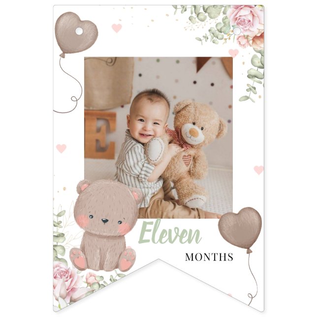 Teddy Bear Bär erster Geburtstag Foto Banner (Zwölfte Fahne)