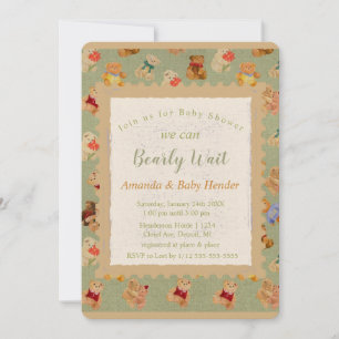 Teddy Bear Bear Bearly Wait Baby Dusche Einladung