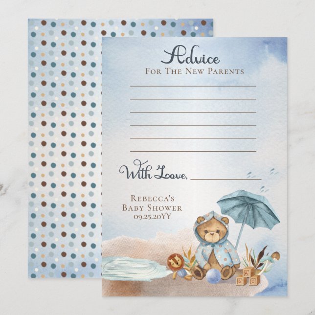 Teddy Bear Bear Bearly Wait Boy Baby Shower Ratsch Einladung (Vorne/Hinten)