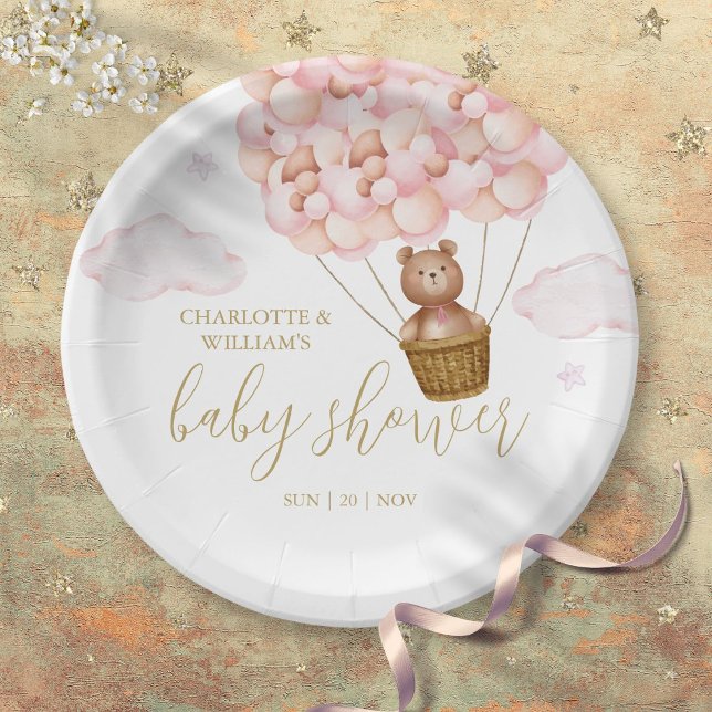 Teddy Bear Bear Bearly Wait Pink Girl Baby Dusche Pappteller (Teddy Bear Bearly Wait Pink Girl Baby Shower Paper Plates)