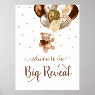 Teddy Bear Bear Bearly Wait Welcome Gender Reveal Poster
