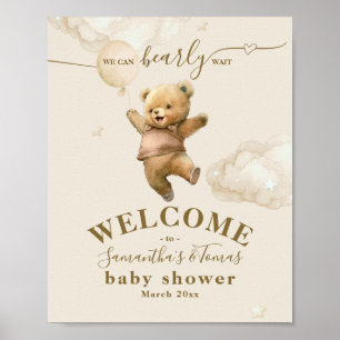 Teddy Bear Bearly Wait Air Ballon Babydusche Poster