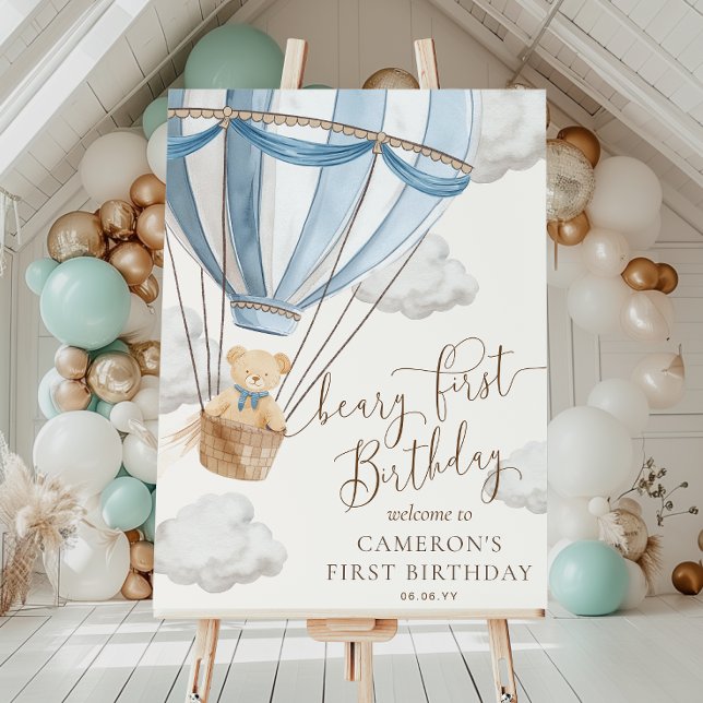 Teddy Bear Beary Erstgeburtstag Begrüßungszeichen Poster (Von Creator hochgeladen)