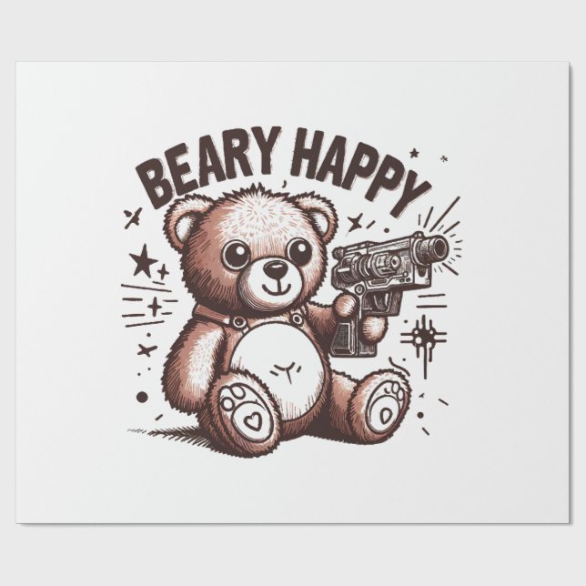 Teddy Bear Beary Happy Geschenkpapier (Flach)