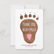 Teddy Bear Beary Much Baby Dusche Danke Karte