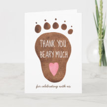 Teddy Bear Beary Much Baby Dusche Danke Karte