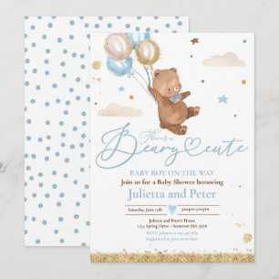 Teddy Bear Beary Niedlich Baby Boy Blue Baby Dusch Einladung