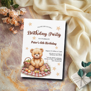 Teddy Bear bei Picnic 6. Geburtstagsparty Einladung