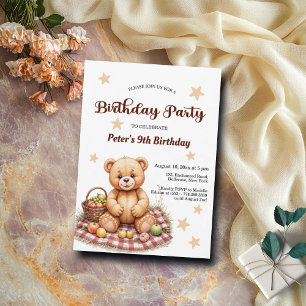 Teddy Bear bei Picnic 9. Geburtstagsparty Einladung
