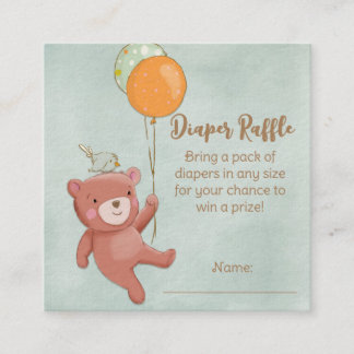 Teddy Bear, Bird and Balloons Babydusche Begleitkarte