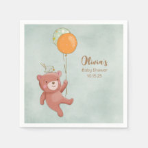 Teddy Bear, Bird and Balloons Babydusche