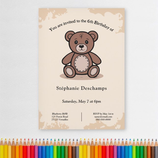 Teddy Bear Birthday Einladung (Teddy Bear Birthday Invitation)