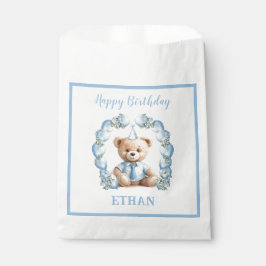 Teddy Bear Birthday Little Boy Blue Favor Bag Geschenktütchen