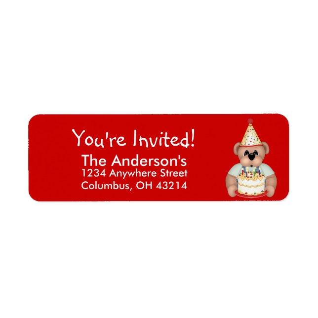 Teddy Bear Birthday Party Address Labels (Vorne)
