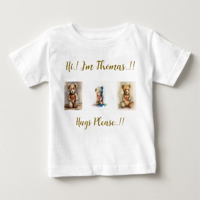 Teddy Bear Birthday Party Baby T-shirt (Vorderseite)