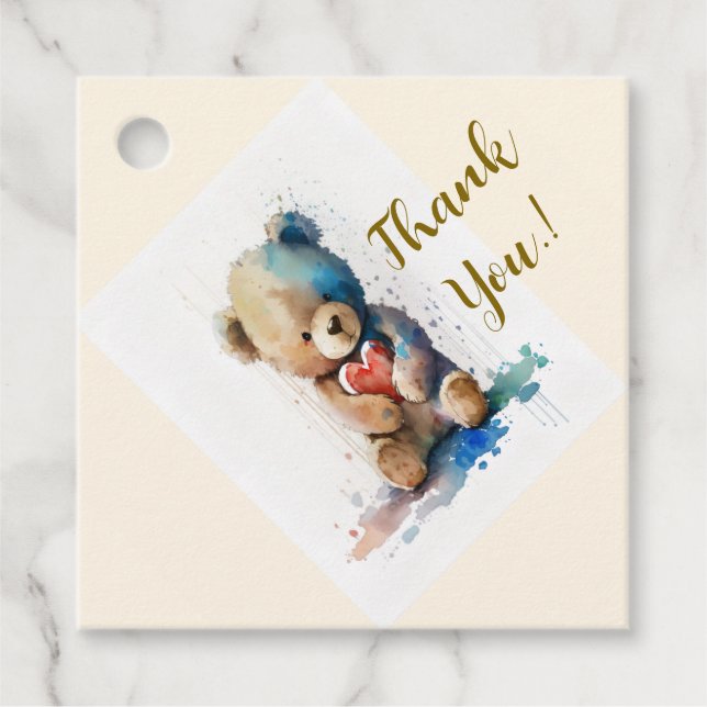 Teddy Bear Birthday Party Geschenkanhänger (Vorderseite)