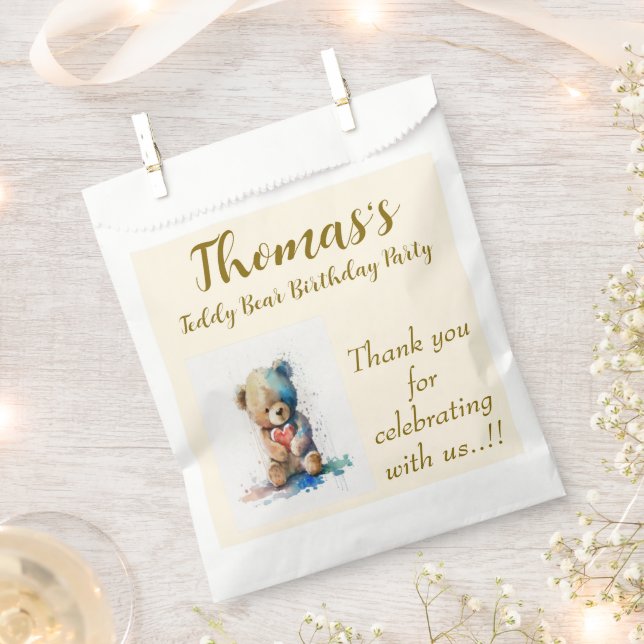 Teddy Bear Birthday Party Geschenktütchen (Ausgeschnitten)