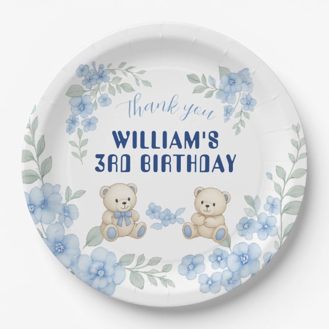 Teddy Bear Birthday Party Pappteller (Vorderseite)
