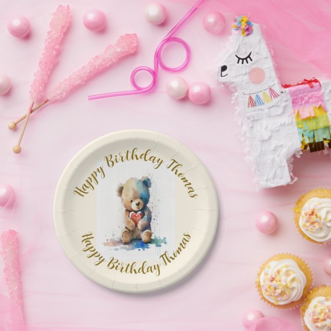 Teddy Bear Birthday Party Pappteller (Party)