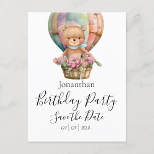 Teddy Bear Birthday Party Save the Date Postkarte