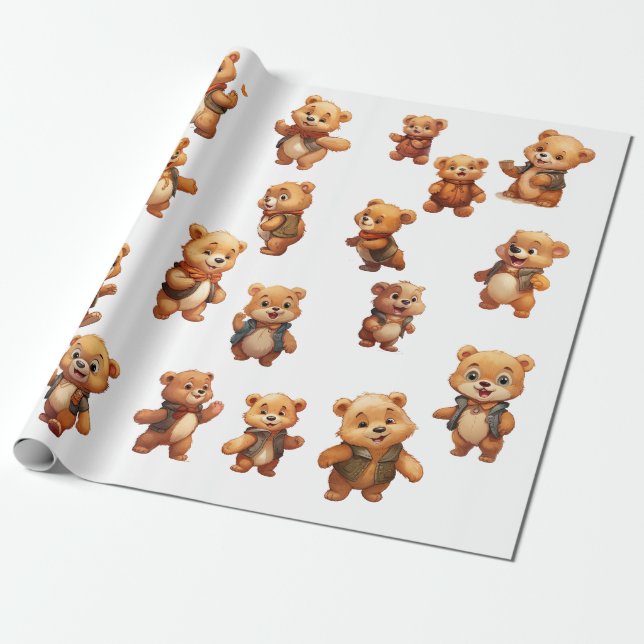 Teddy Bear Birthday Wrapping Paper Roll Geschenkpapier (Ungerollt)