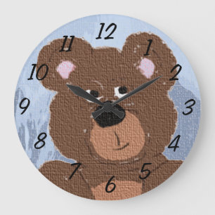 Teddy Bear (blau) Große Wanduhr