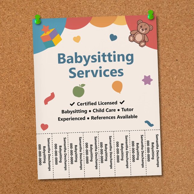 Teddy Bear & Blocks Babysitting Tear Off Strips Flyer (Teddy Bear & Blocks Babysitting Tear Off Strips Flyer)