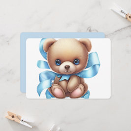 Teddy Bear Blue Baby Dusche Einladung