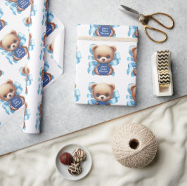 Teddy Bear Blue Baby Dusche Geschenkpapier