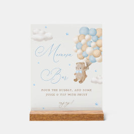 Teddy Bear Blue Baby Dusche Mimosa Bar Acrylschild