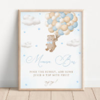 Teddy Bear Blue Baby Dusche Mimosa Bar