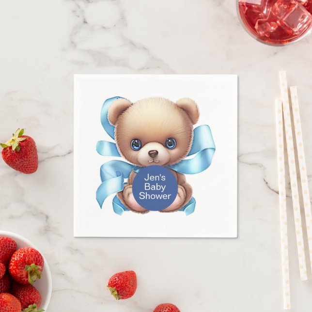 Teddy Bear Blue Baby Dusche Serviette (Beispiel)