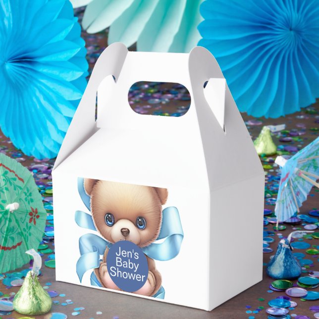 Teddy Bear Blue Baby Dusche Thema Gefallen Box Geschenkschachtel (Party)